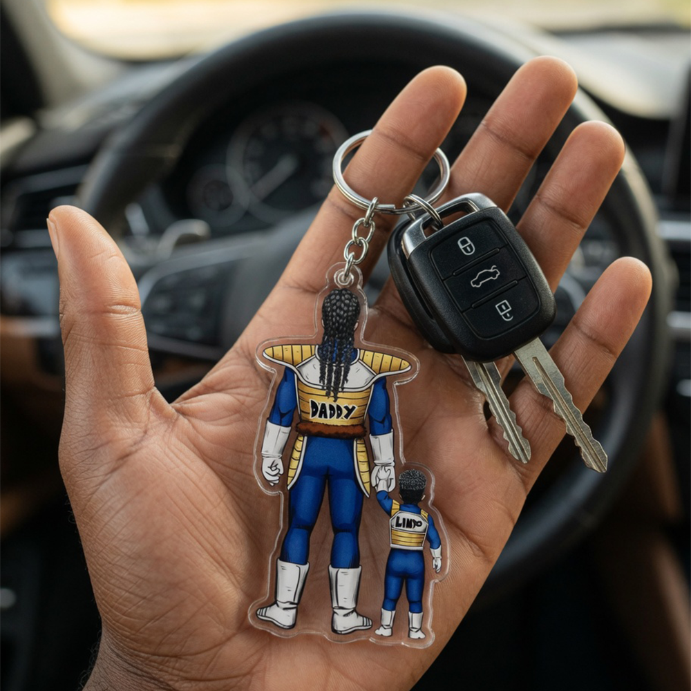 "Superhero Dad, Always There" - Hero Dad Power Keychain, Personalized Gift for Dad, Grandpa, and Loved Ones Keychains PopCulturePrints