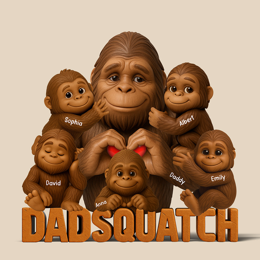 “Love from Daddy and Kids” - Dadsquatch Acrylic Plaque - Personalized Gift for Dad & Grandpa Shaped Plaques PopCulturePrints