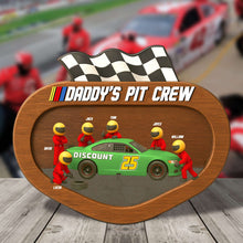 Load image into Gallery viewer, “Rev Up His Day with Personal Touch!” - Dad’s Racing Pit Team Acrylic Plaque - Personalized Gift for Dad, Grandpa, and All Racing Fans Shaped Plaques PopCulturePrints
