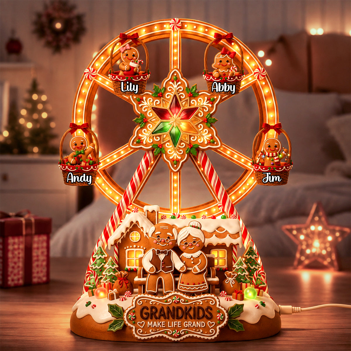 Sweetest Gingerbread Christmas - Personalized Acrylic Light Box for Grandparents