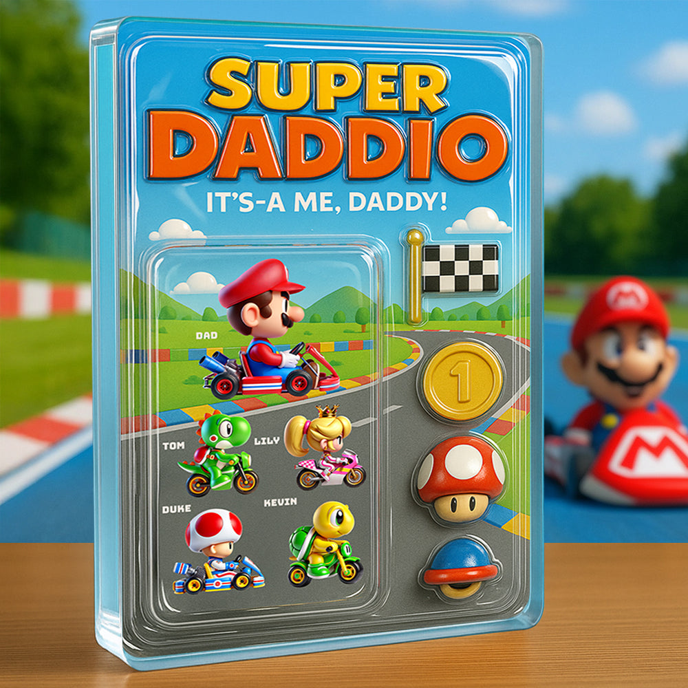 “It's-a Me, Daddy!” – Super Daddio Acrylic Plaque - Personalized Gift for Dad, Grandpa, and Fathers Shaped Plaques PopCulturePrints