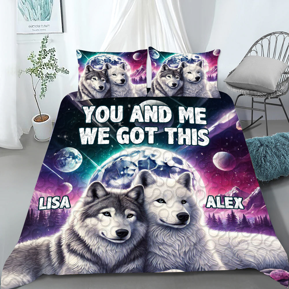 Personalized Wolf Couples Quilt Bedding Set - Unique Gift for Love and Adventure Blanket PopCulturePrints