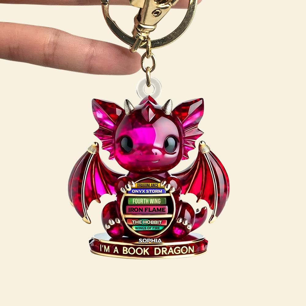 “I’m a Book Dragon” – Personalized Keychain for Book Lovers Keychains PopCulturePrints