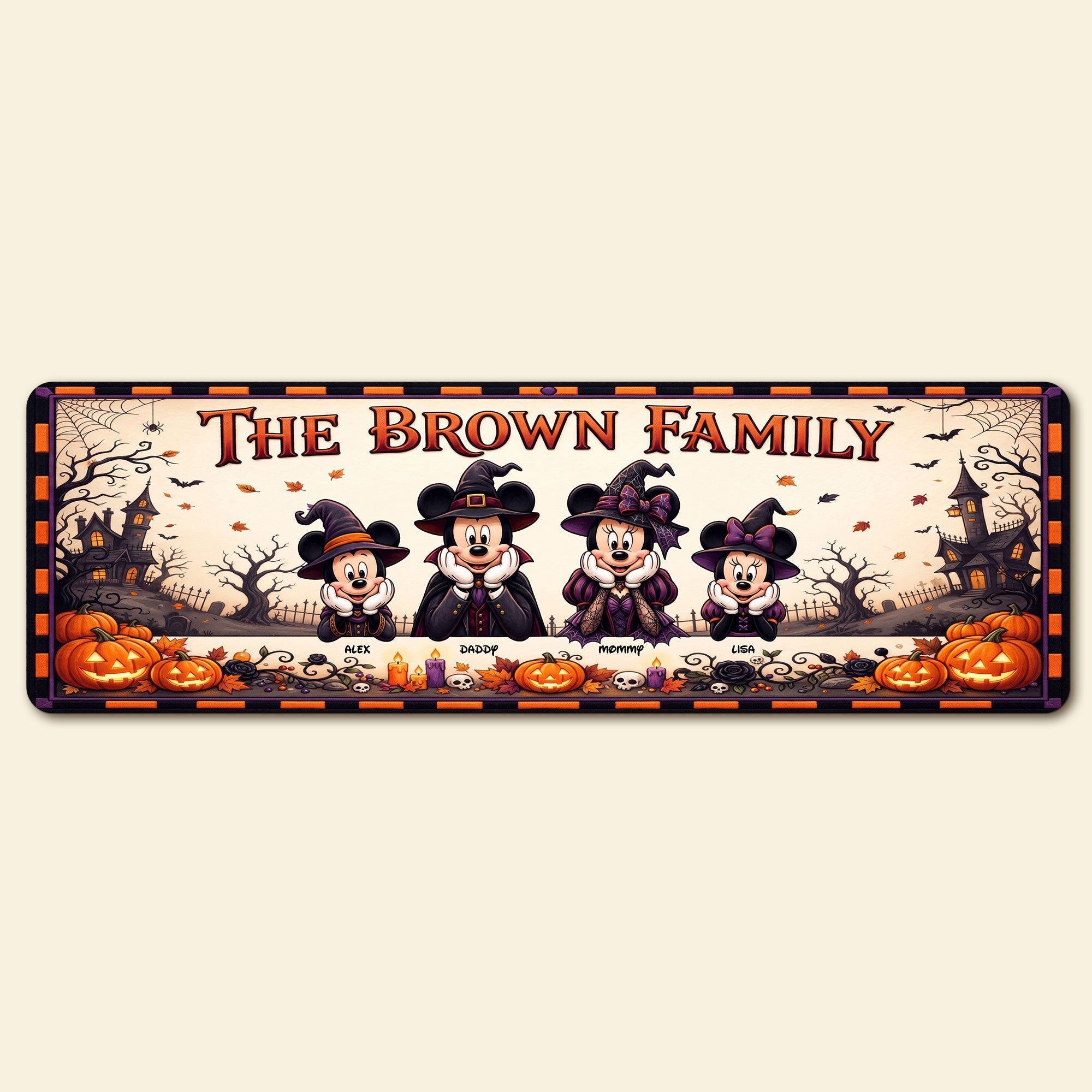 Celebrate Halloween with Family: Spooky Mouse Family Personalized Runner Rug
