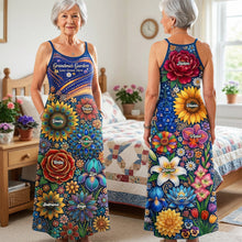 Load image into Gallery viewer, Grandma's Garden - Personalized Suspender Maxi Dress for Grandmas Dress PopCulturePrints
