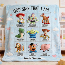 Load image into Gallery viewer, God Says That I Am... Blanket - Personalized Gift for Anniversaries Blanket PopCulturePrints
