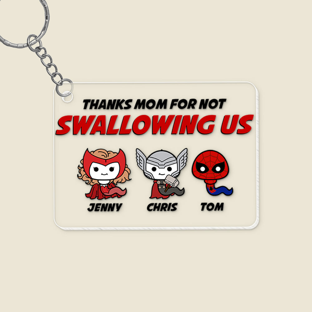 Personalized Superhero Mom Thank You Keychain Keychains PopCulturePrints