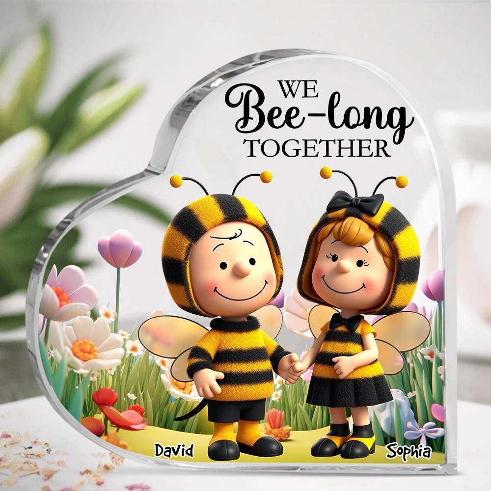 Personalized Bee Couple Heart Plaque - We Bee-long Together Shaped Plaques PopCulturePrints