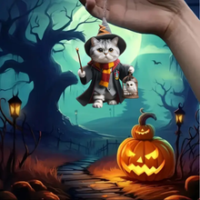 Load image into Gallery viewer, Wizard Cat Halloween Ornament - Magical Gifts for Cat Lovers
