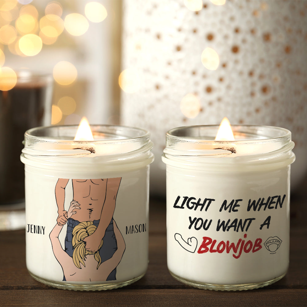 Personalized Candle for Couples - Light Me When You Want a Blowjob Scented Candle PopCulturePrints