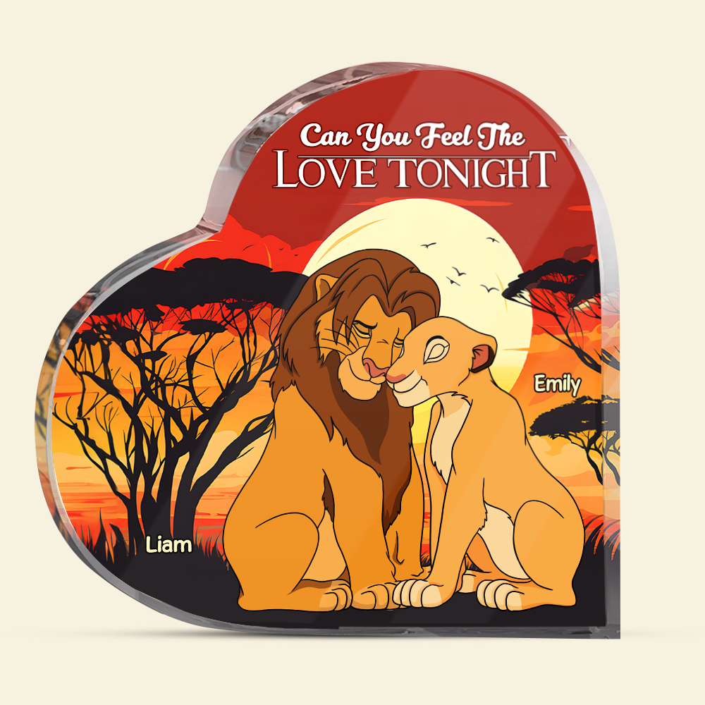 Personalized Couple's Heart Shaped Acrylic Plaque - Love Tonight Shaped Plaques PopCulturePrints