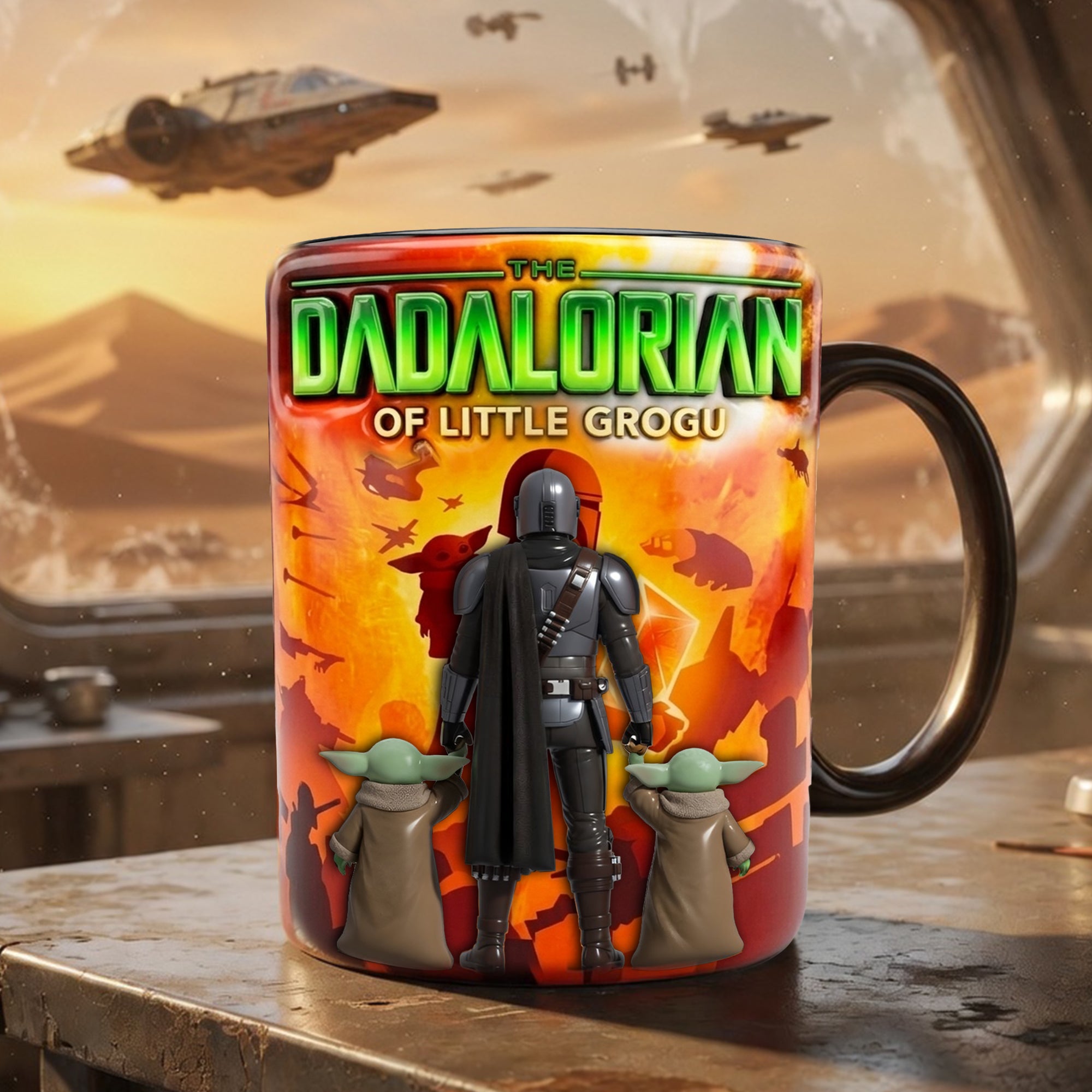 “The Dadalorian of Little Grogu” - Personalize Your Magic Mug - Perfect Gift for Dad, Grandpa, and More Coffee Mug PopCulturePrints