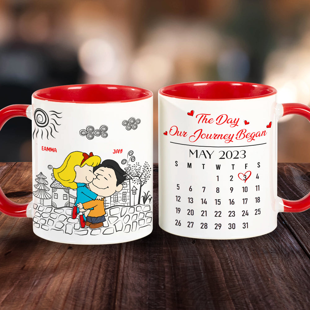 Personalized Cartoon Lover Accent Mug - Our Journey Together Coffee Mug PopCulturePrints
