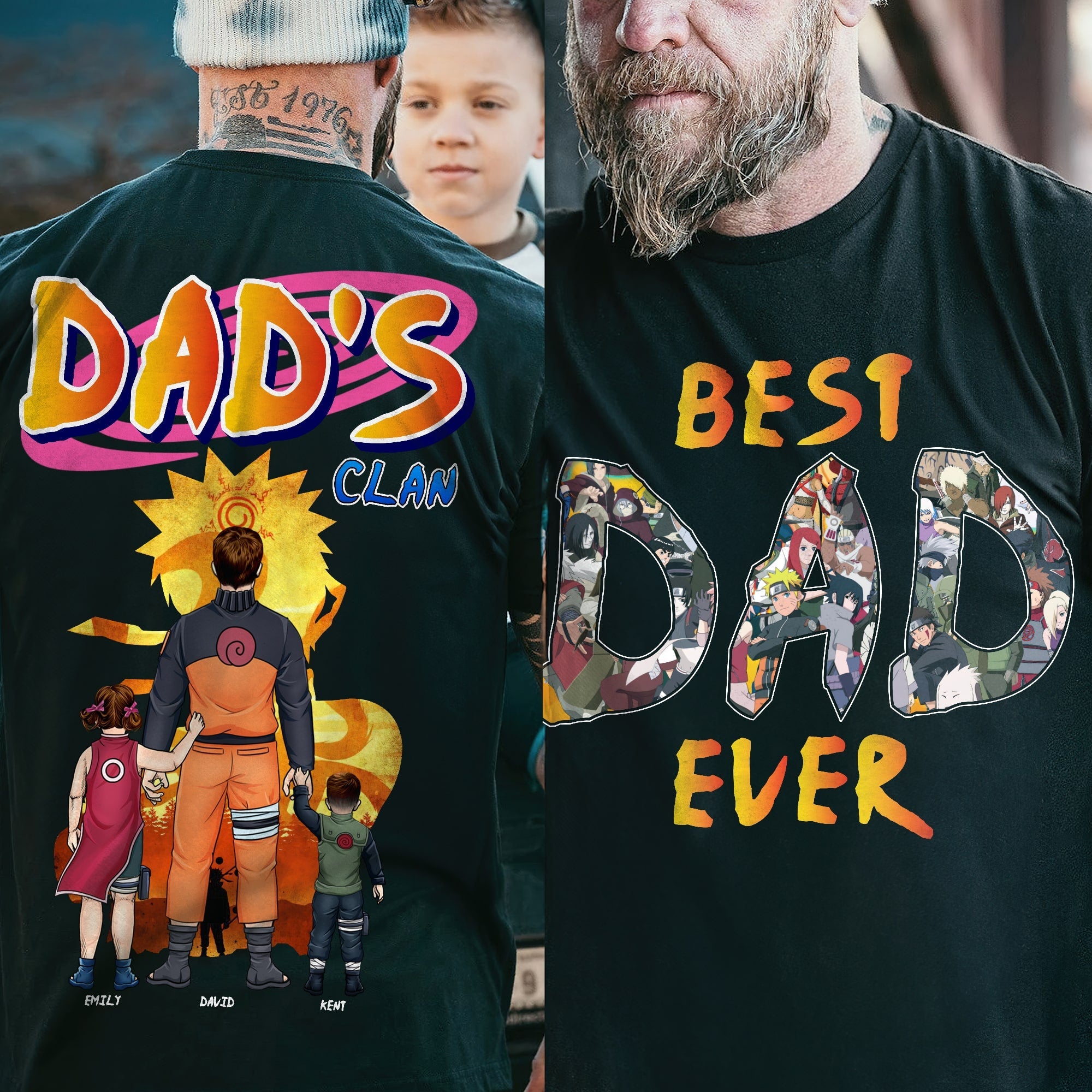 "Best Dad Ever - Personalized for Your Family" - Custom Holiday Shirt for Dads, Gifts for Fathers and Grandfathers Shirts PopCulturePrints