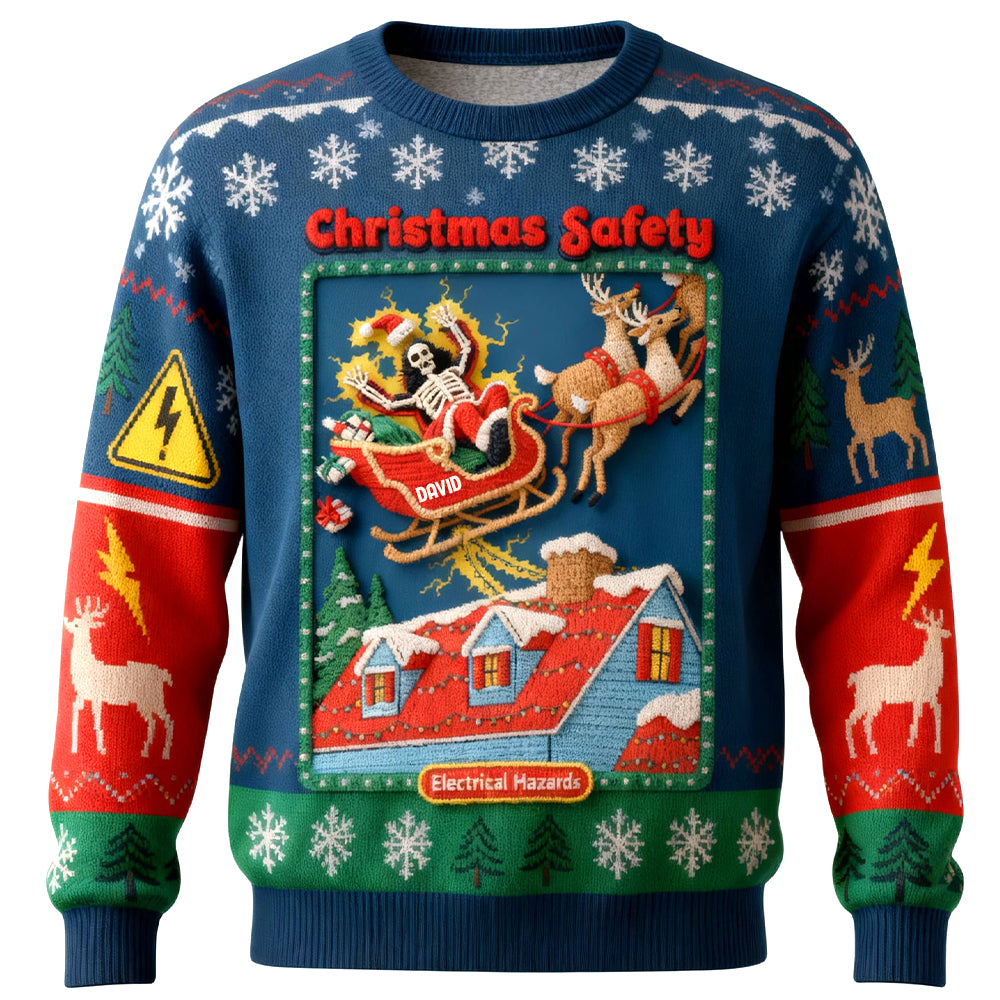 Unleash the Fun: Creepy Fun Santa Electric Shock Ugly Sweater - Personalized Christmas Gift AOP Products PopCulturePrints