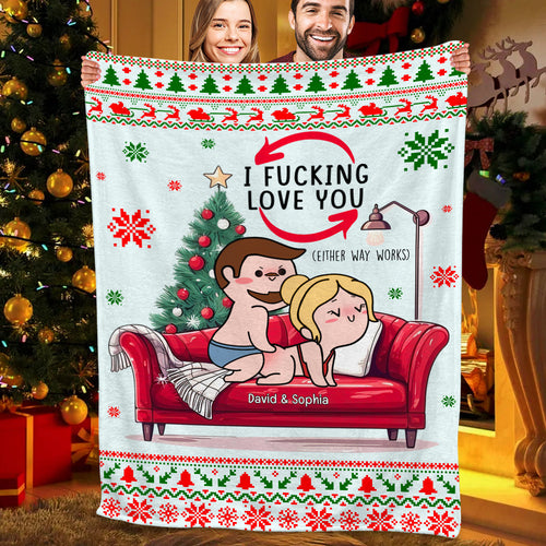 Personalized Naughty Christmas Blanket for Couples - Fun & Romantic Valentine’s Day Gifts Blanket PopCulturePrints