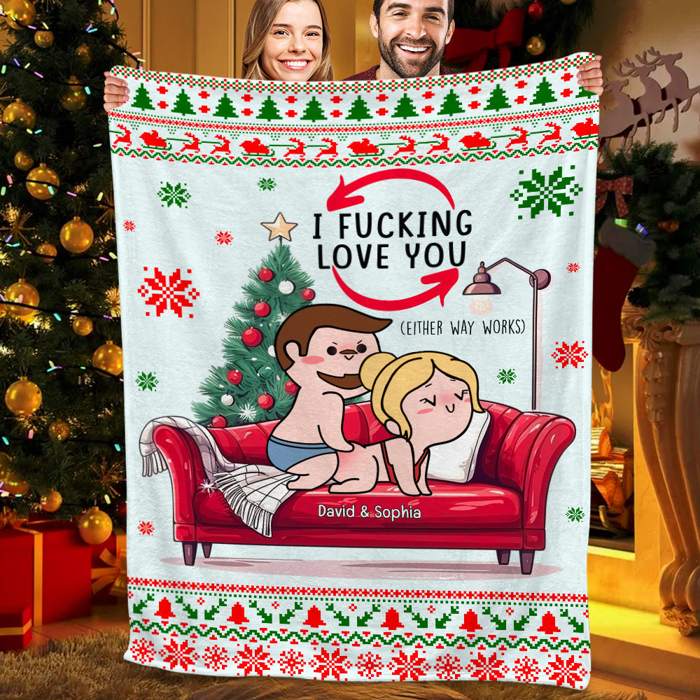 Personalized Naughty Christmas Blanket for Couples - Fun & Romantic Valentine’s Day Gifts Blanket PopCulturePrints