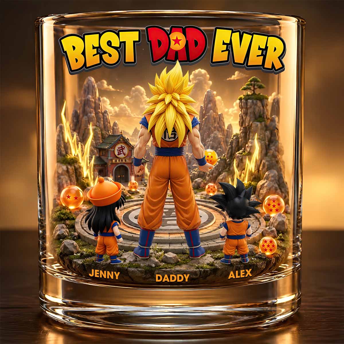 "Best Dad Ever" - Custom Round Glass Gift for Any Dad Glass PopCulturePrints