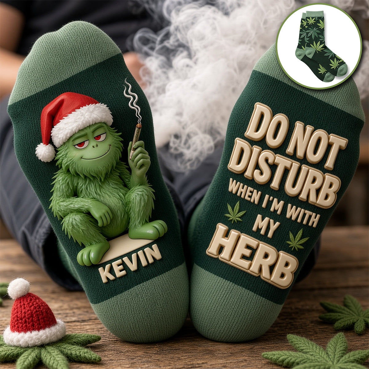 Do Not Disturb When I'm With My Herb - Personalized Stoner Socks
