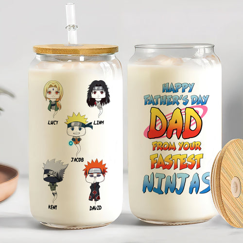 Personalized Ninja Father's Day Glass Can Gift Glass Can PopCulturePrints