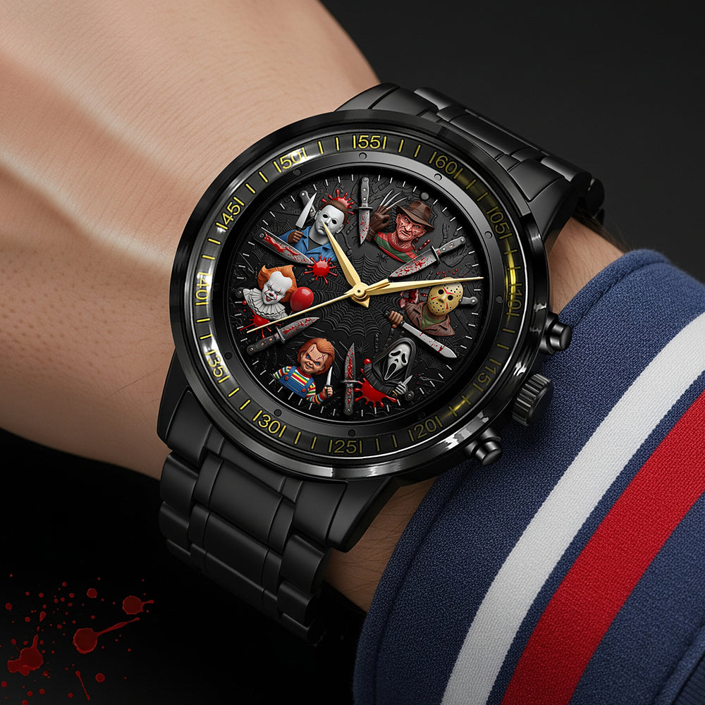 “Time to Scare!” – Horror Men's Watch – Personalized Gift for Horror Movie Fans Men's Watch PopCulturePrints