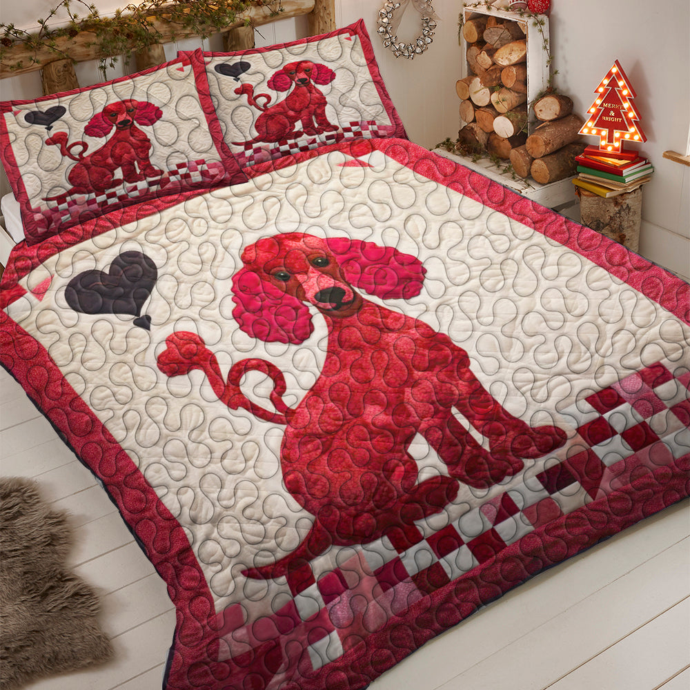 Vibrant Poodle Christmas Quilt Bed Set - Perfect Gift for Dog Lovers Blanket PopCulturePrints