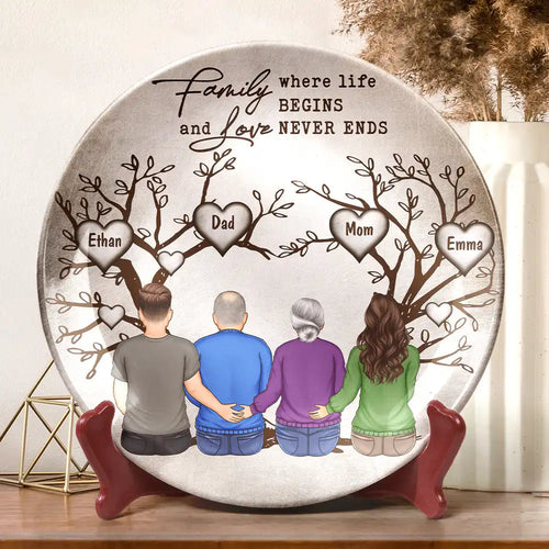 Family Where Life Begins And Love Never Ends - Personalized Ceramic Plate for Mom, Grandma & Family Ceramic Plate PopCulturePrints