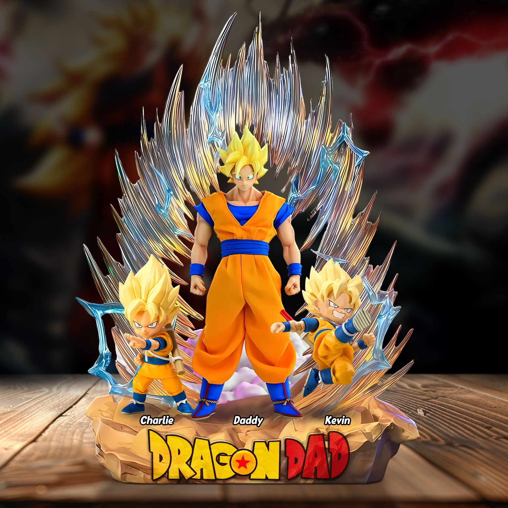 "Unleash the Power of Love - Dragon Dad Plaque, Personalized Gift for Dads and Grandpas" Shaped Plaques PopCulturePrints