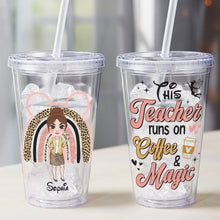 Load image into Gallery viewer, Personalized Teacher Acrylic Tumbler - Coffee &amp; Magic Design Tumbler Cup PopCulturePrints
