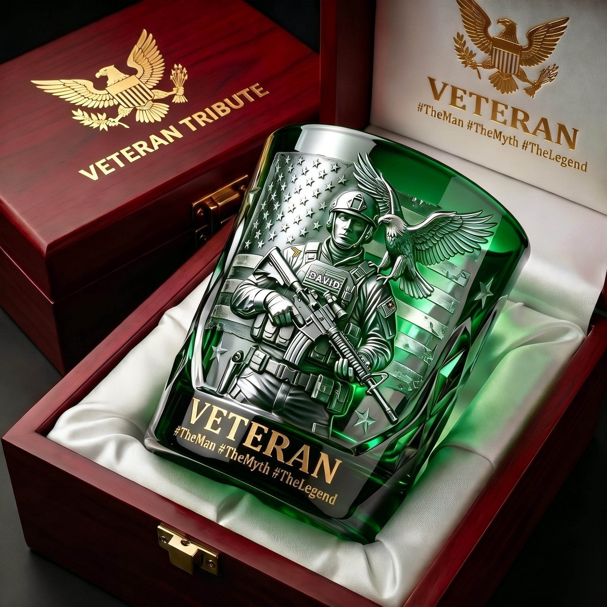 Fierce American Veteran Drinking Glass - Personalized Gift for Veterans