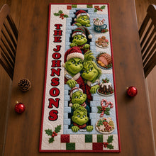 Load image into Gallery viewer, Cherish Family Moments with Our Playful Family Quilted Table Runner - Personalized Christmas Gift for Everyone Quilted Table Runner PopCulturePrints
