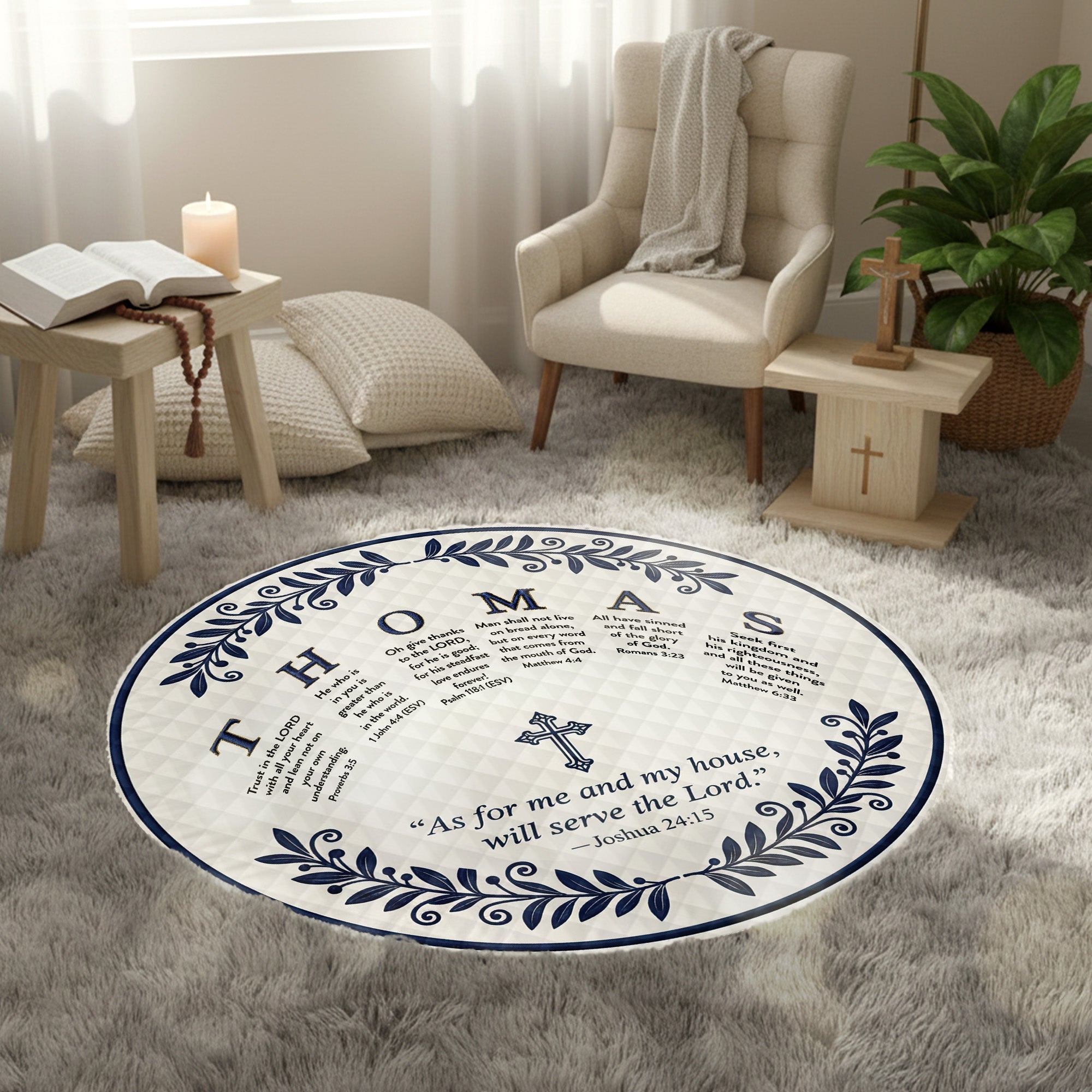 Personalized Inspirational Christmas Quilt Mat - Custom Gift for Christian Families Doormat PopCulturePrints