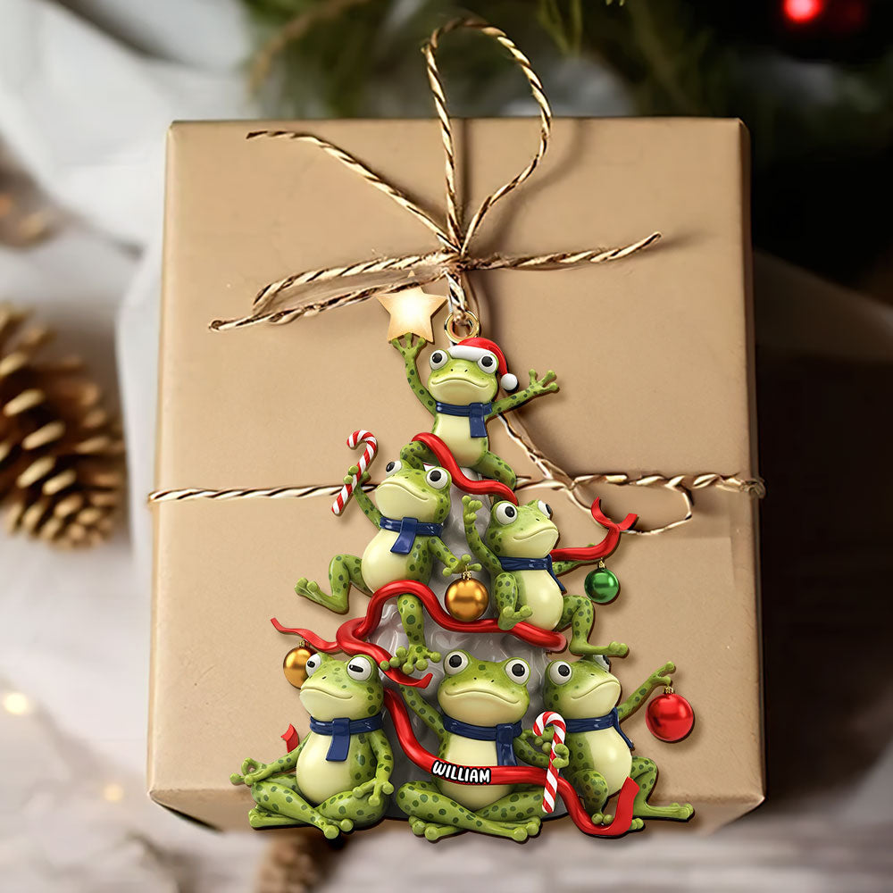Hop Into the Holidays! - Personalized Funny Frog Ornament Ornament PopCulturePrints