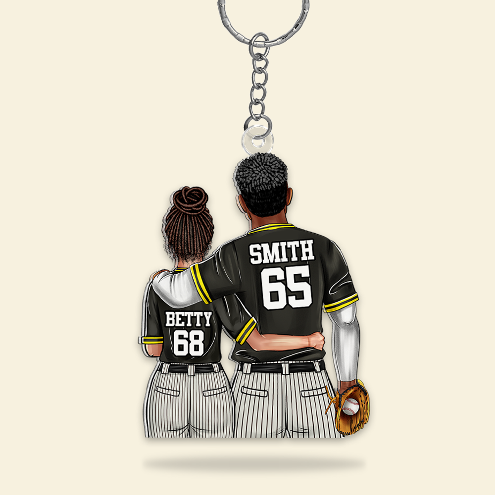 Personalized Baseball Couple Keychain - Unique Gifts for Couples Keychains PopCulturePrints