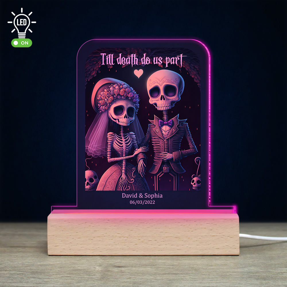 Personalized 3D LED Light for Couples - Unique 'Till Death Do Us Part' Design | Valentine's Day Gifts Led Night Light PopCulturePrints