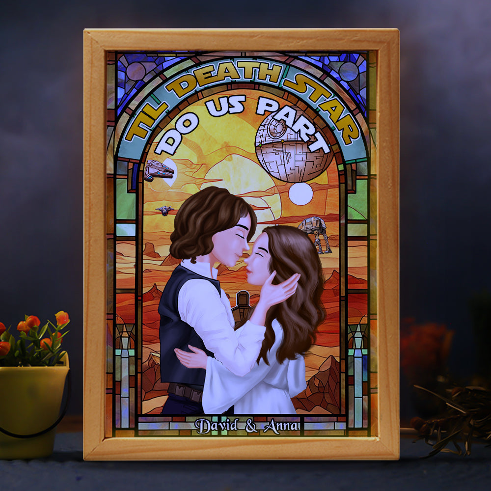 Personalized Kissing Couple Light Frame - Til Death Star Light Picture Frame PopCulturePrints