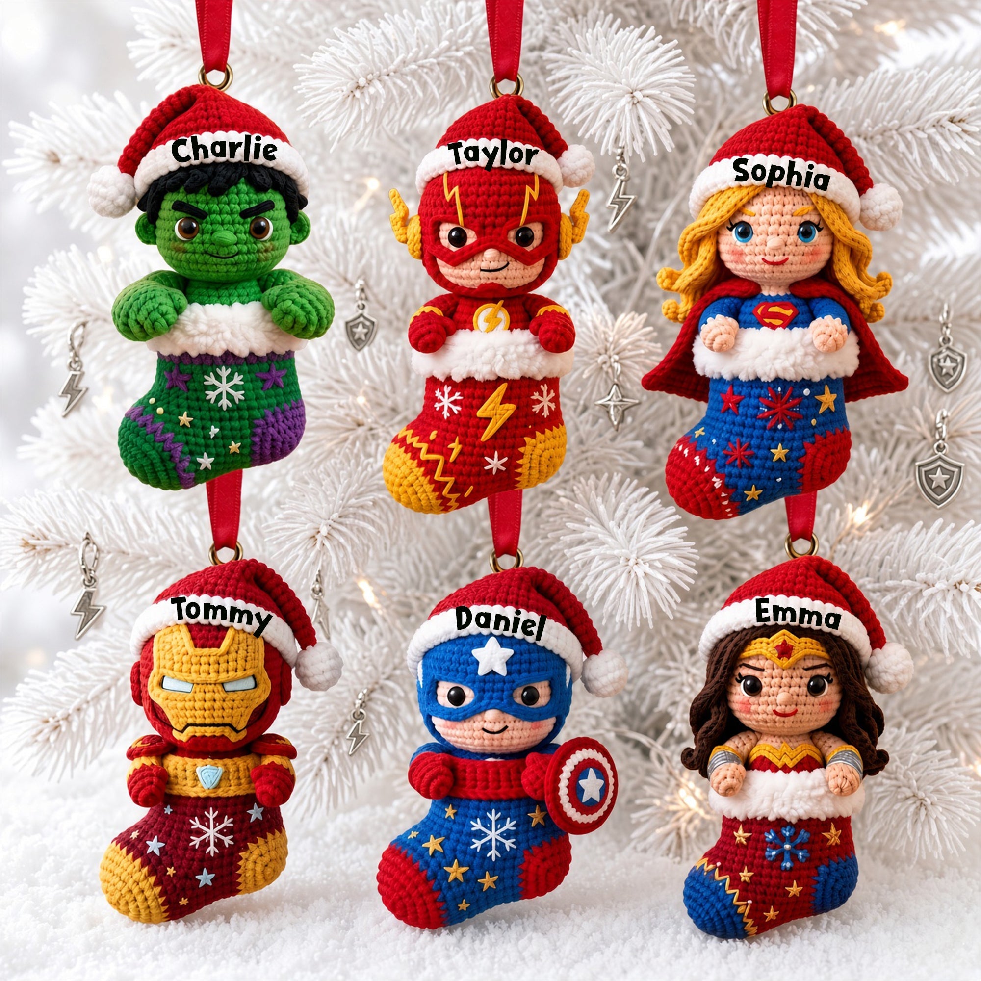 “Bring Joy to Your Holidays!” - Personalized Knitting Characters Christmas Ornaments - Custom Gifts for Kids and Friends Ornament PopCulturePrints