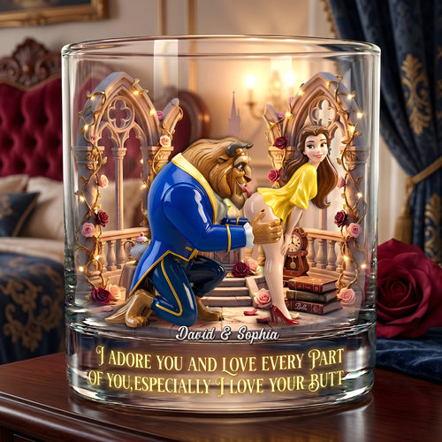 I Adore You - Naughty Couple 11oz Round Glass - Personalized Gift for Couples Glass PopCulturePrints