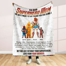 Load image into Gallery viewer, Superhero Mom Personalized Blanket - Custom Names Gift Blanket PopCulturePrints
