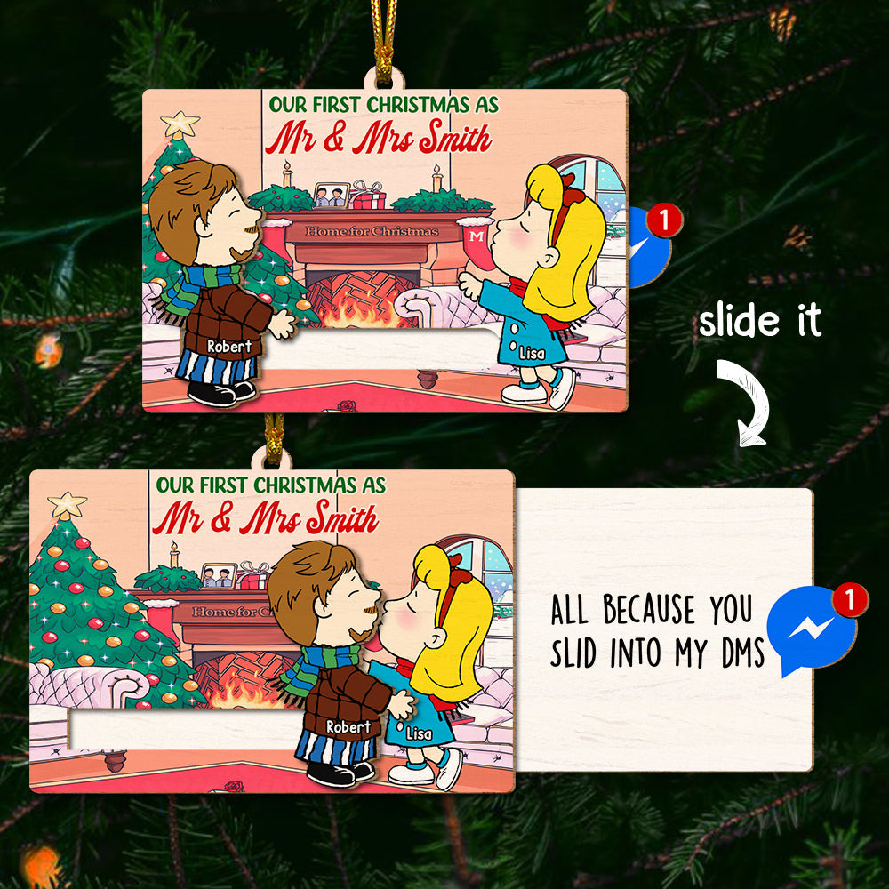 Personalized Christmas Wooden Ornament for Couples - Valentine’s Day Gifts Ornament PopCulturePrints