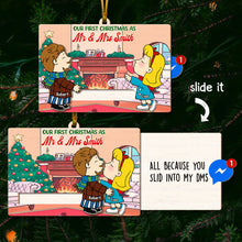 Load image into Gallery viewer, Personalized Christmas Wooden Ornament for Couples - Valentine’s Day Gifts Ornament PopCulturePrints
