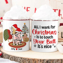 Load image into Gallery viewer, Personalized Funny Couple Christmas Mug - Touch Your Butt Design
