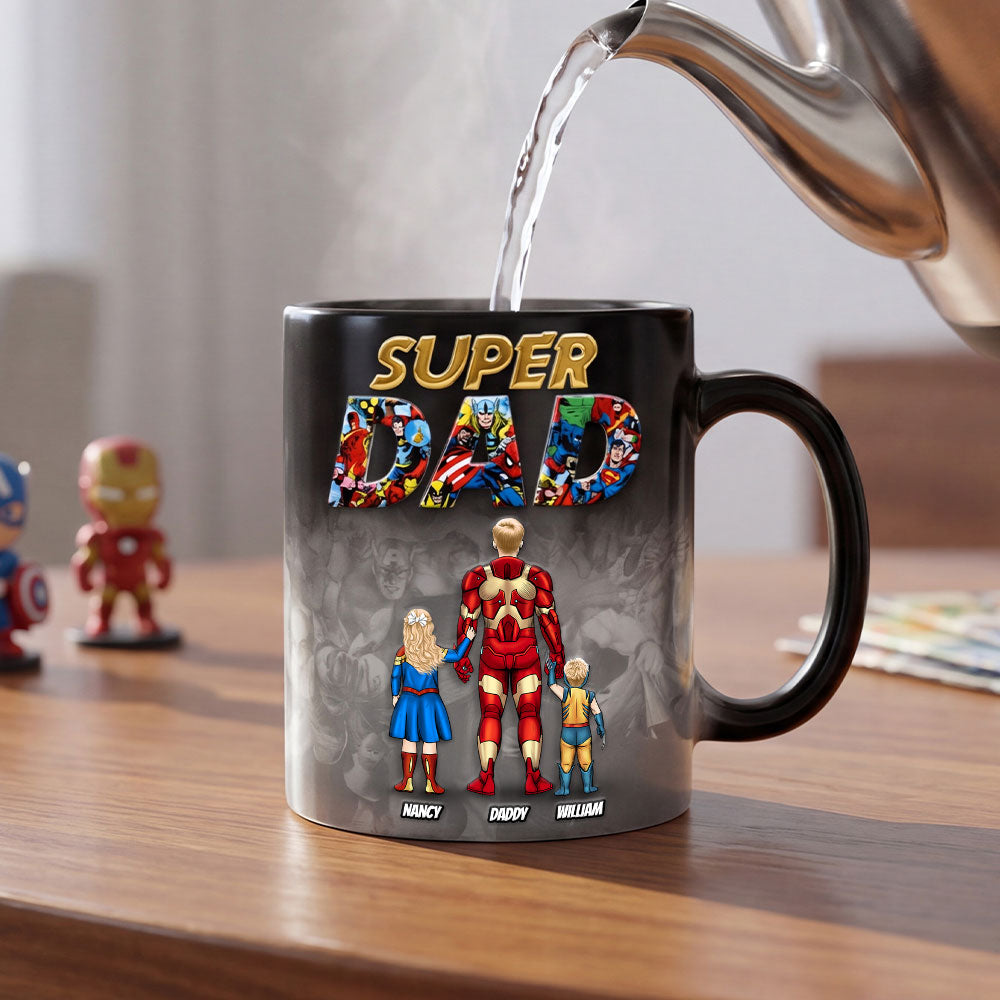 “Super Dad” - Personalized Magic Ceramic Coffee Mug Gift for Dad, Grandpa, or Father Figures Coffee Mug PopCulturePrints