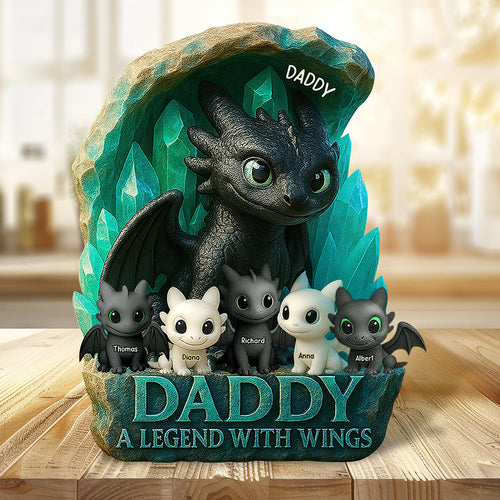 Daddy, A Legend With Wings - Personalized Acrylic Plaque for Dragon Fans Shaped Plaques PopCulturePrints