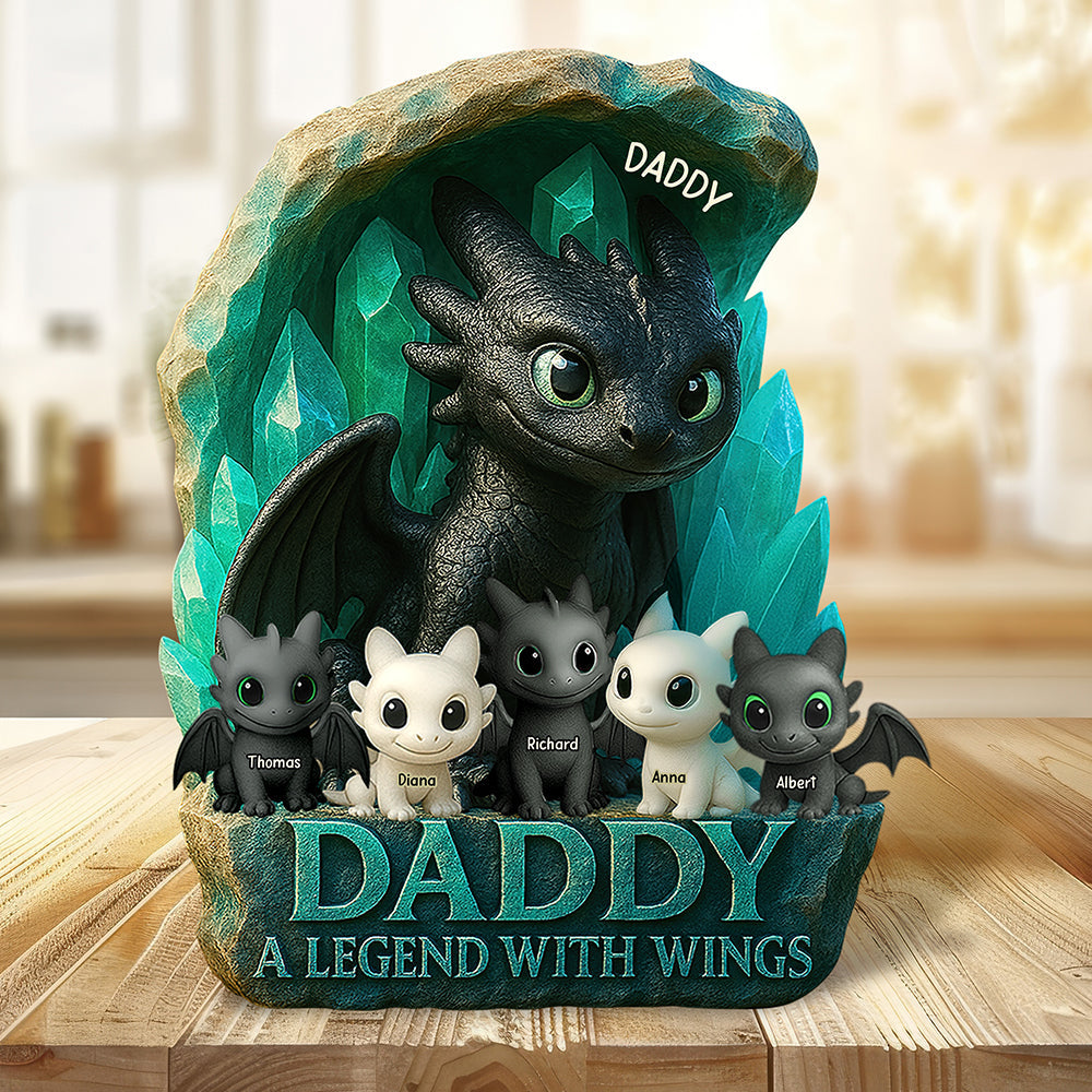 Daddy, A Legend With Wings - Personalized Acrylic Plaque for Dragon Fans Shaped Plaques PopCulturePrints