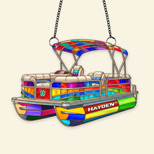 Load image into Gallery viewer, Bring Color to Your Space - Colorful Pontoon Boat Suncatcher - Personalized Gifts for Pontoon Enthusiasts Ornament PopCulturePrints
