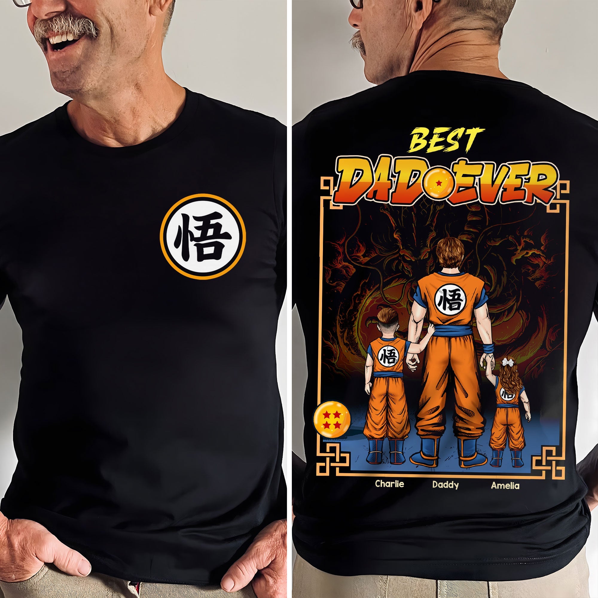 Best Dad Ever Shirt - Personalized Dragon Themed Gift for Dads and Grandpas Shirts PopCulturePrints