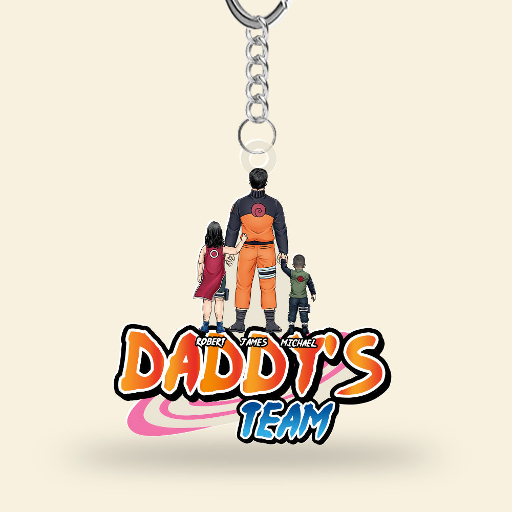 Custom Anime Inspired Keychain for Dad - Daddy's Team Keychains PopCulturePrints