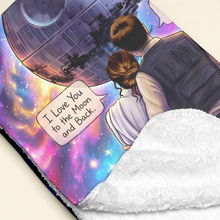 Load image into Gallery viewer, Love You to the Moon and Back - Cosmic Couple Blanket Personalized Blanket PopCulturePrints

