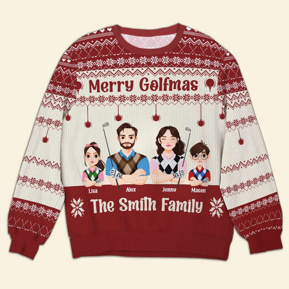 Custom Golf Family Christmas Sweatshirt - Personalized Gift